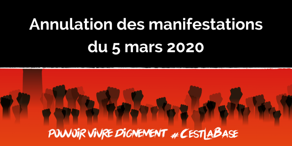 Annulation des manifestations du 5 mars 2020